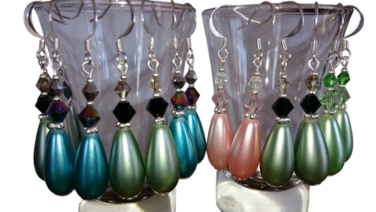 Jewelry - Earrings - Teardrop Pearl & Crystal - Large