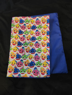 Toddler Pillowcase / Travel Pillowcase - Baby Shark Faces Cotton::Blue Cotton