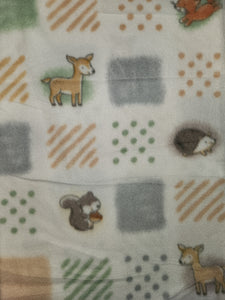 Throw Blanket - Woodland Critters in Blocks on White Fleece::Matching
