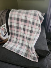 Throw Blanket - Plaid, Pink & Grey on White Sew Lush