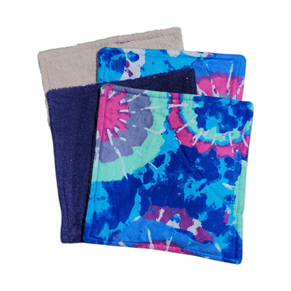 Baby Large Washcloth Pair - Tie Dye, Blue Pink & Mint Flannel