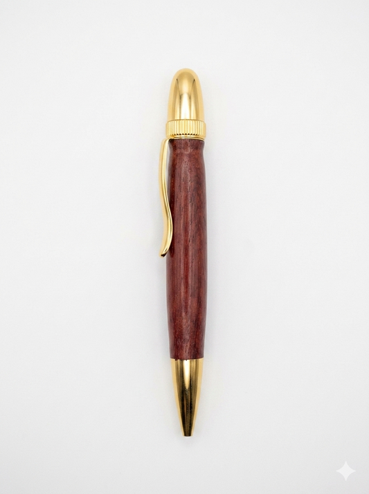 Hand Turned Wooden Pen - Purple Heart, Gold