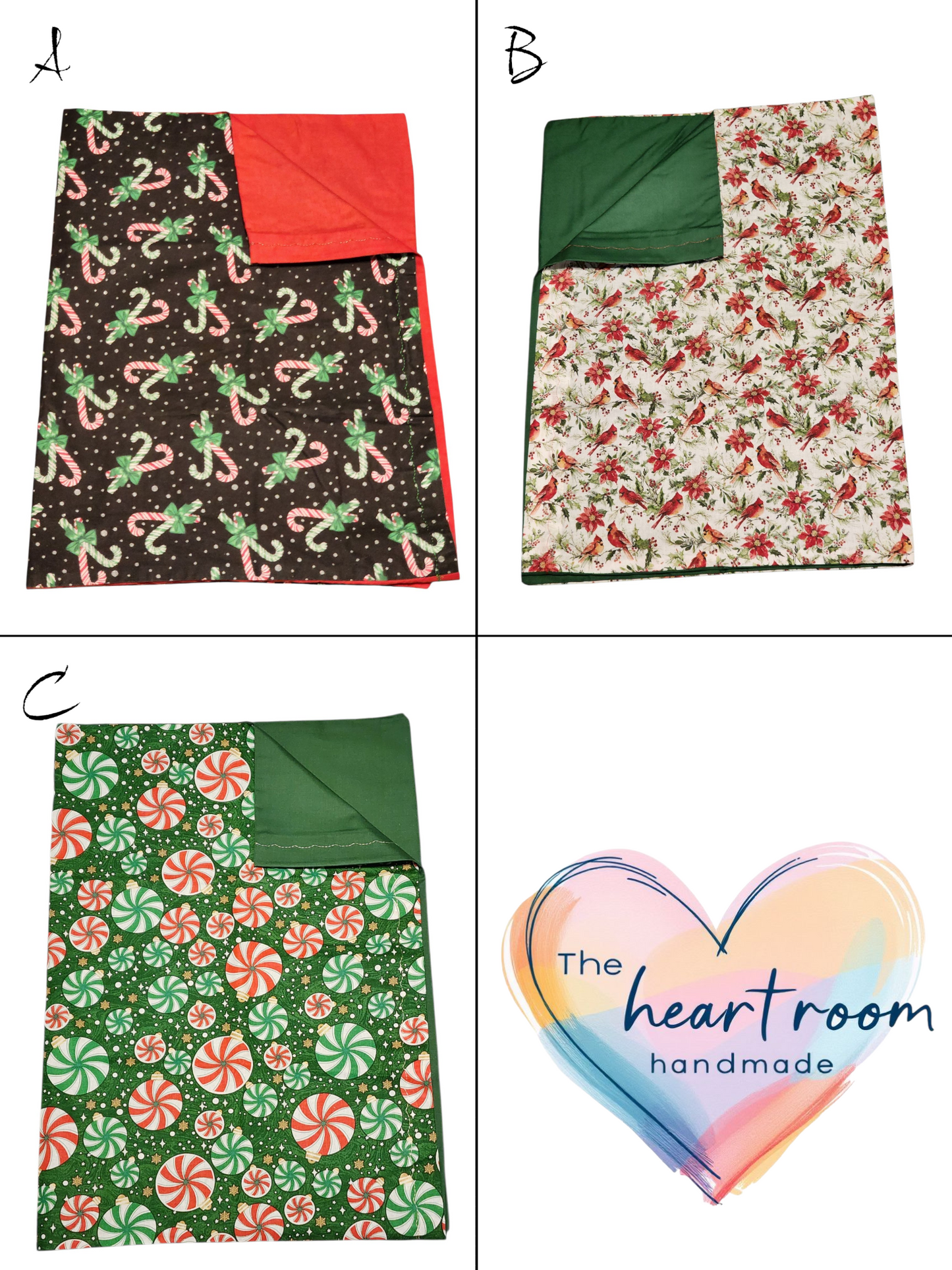 Standard Handmade Holiday Pillowcase, Red & Green Themed