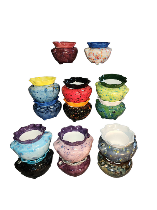Small Ceramic Violet Pot - Assorted Colors