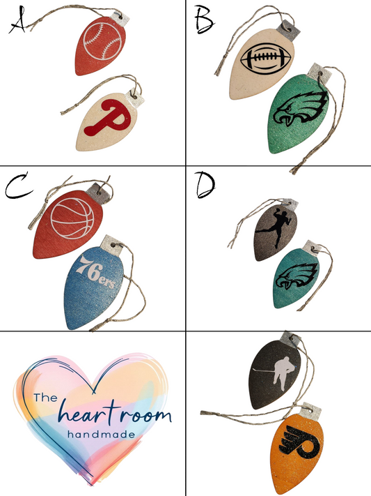 Hand-painted Wooden Christmas Ornament, Assorted Team Spirit