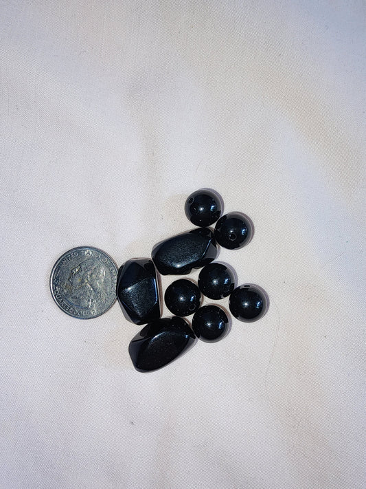 Jewelry Destash, Assorted Black Acrylic Beads