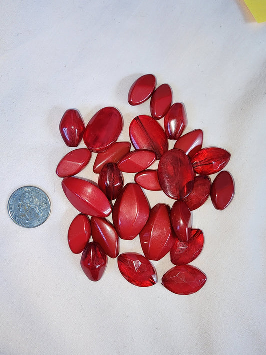 Jewelry Destash, Assorted Red Acrylic Beads