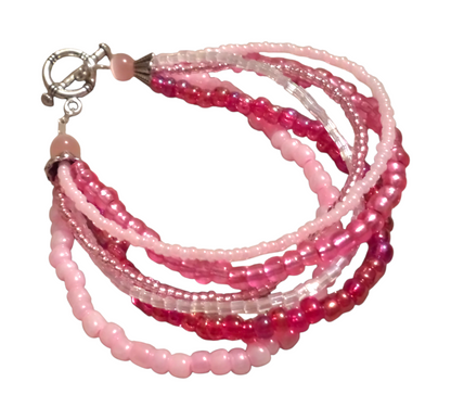 Handmade Beaded Bracelet, 6-Strand, Glass & Seed - Assorted Colors