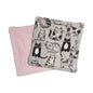 Baby Small Washcloth Pair - Cats, Black on Grey