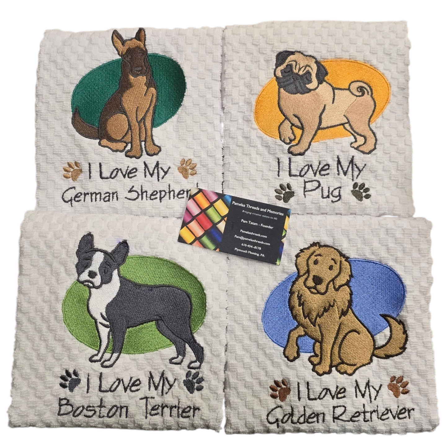Handmade Decorative Hand Towel - I Love My Pup