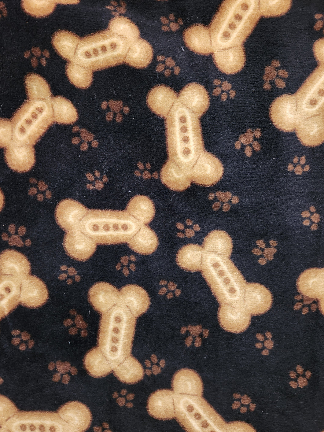 Throw Blanket - Dog Bones & Pawprints Brown on Black Ultra Cuddle