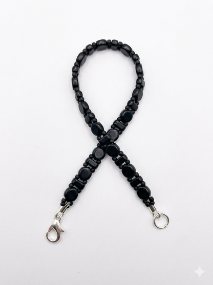 Handmade Beaded Bracelet - Duo, Hexagon & Bar - Black Matte