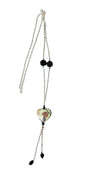 Handmade Beaded Necklace, Long - Rainbow Heart w/ Dangles