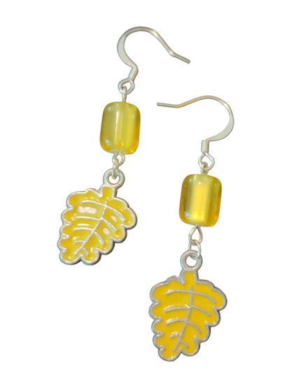 Handmade Fall Earrings, Metal Leaves Charm - Assorted Colors