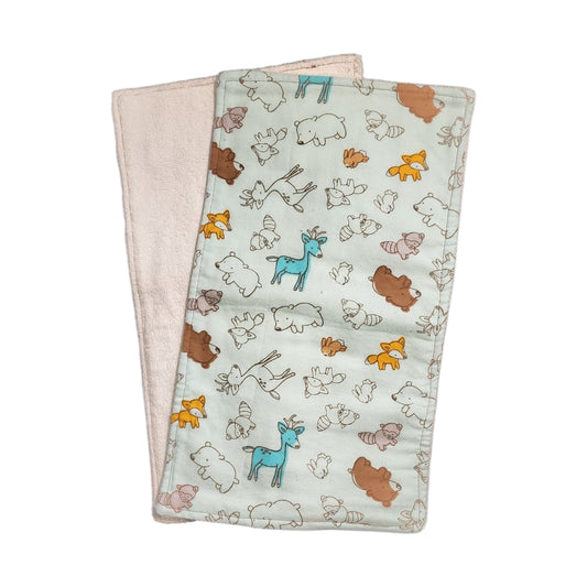 Baby Burp Cloth Pair - Woodland Critters, Outline & Color on Light Blue