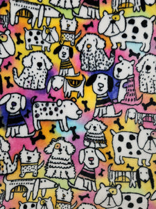 Throw Blanket - Dogs, B&W Sketch on Rainbow Blend Sew Lush