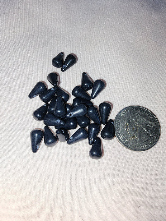 Jewelry Destash, Black Stone Teardrop Beads
