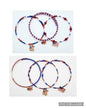 Handmade Necklace, Memory Wire Choker - Assorted Enamel Charm & Seed Beads - Red, White & Blue 'Patriotic'
