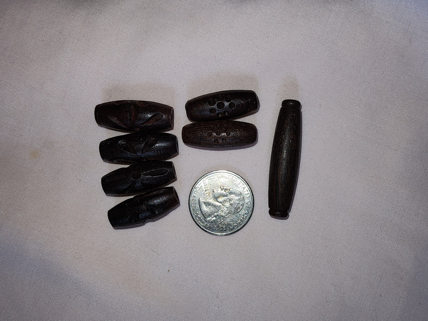 Jewelry Destash, Wooden Beads - Engraved Tubes