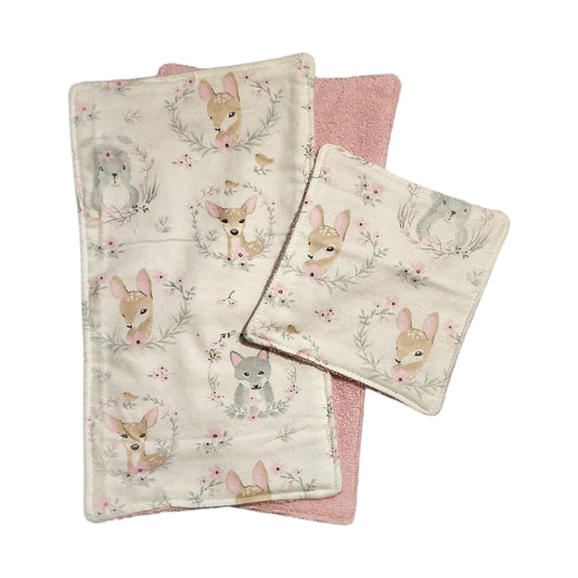 Baby Set - Woodland Critters, Pink & Grey