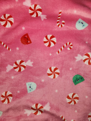 Throw Blanket - Holiday, Peppermints & Gumdrops on Pink Sew Lush