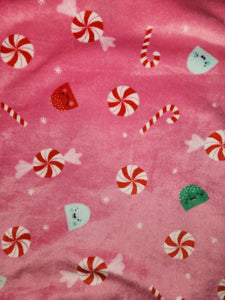 Throw Blanket - Holiday, Peppermints & Gumdrops on Pink Sew Lush