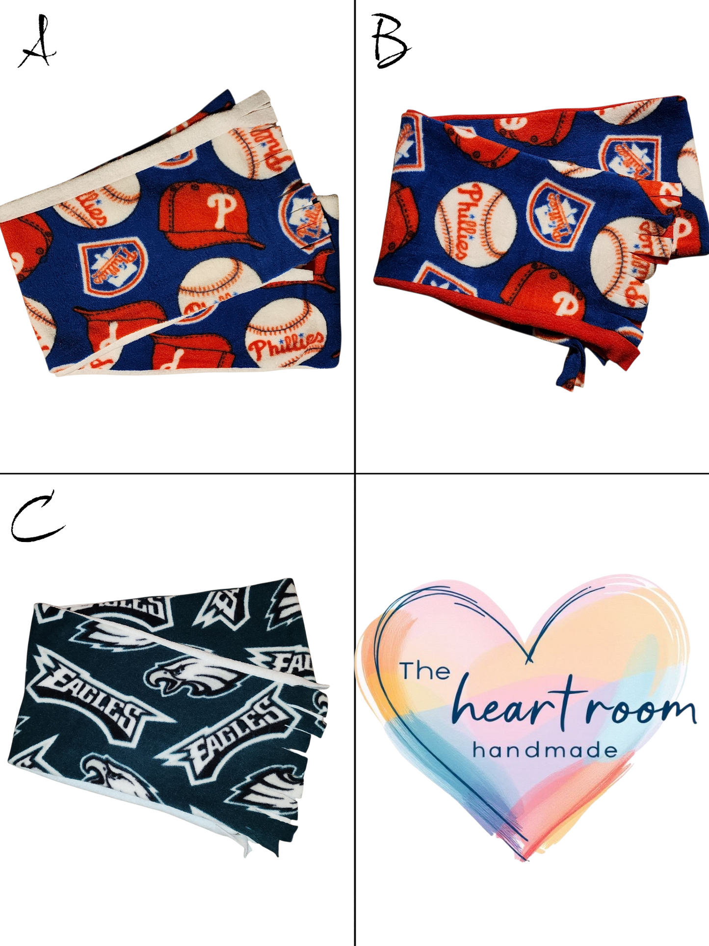 Handmade Fleece Scarf – Simple Fringe, Assorted Licensed Sports Teams