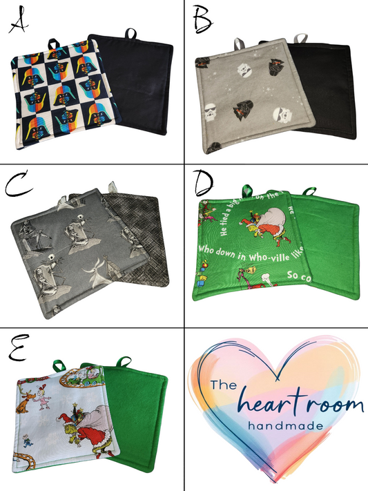 Handmade Potholder, 2-Pack Assorted Licensed Prints