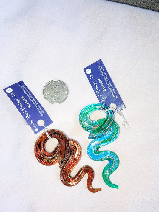 Jewelry Destash, Glass Pendant - Snake