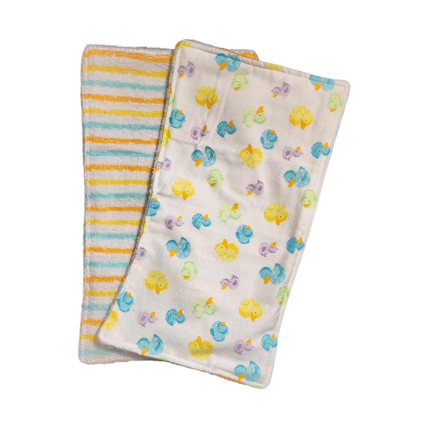 Baby Burp Cloth Pair - Rubber Duckies on White