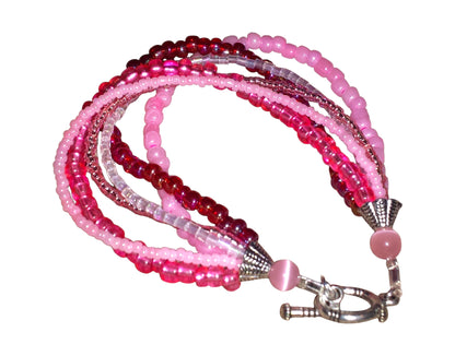 Handmade Beaded Bracelet, 6-Strand, Glass & Seed - Assorted Colors