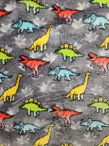 Throw Blanket - Dinosaurs, Bright Colors on Grey Sew Lush