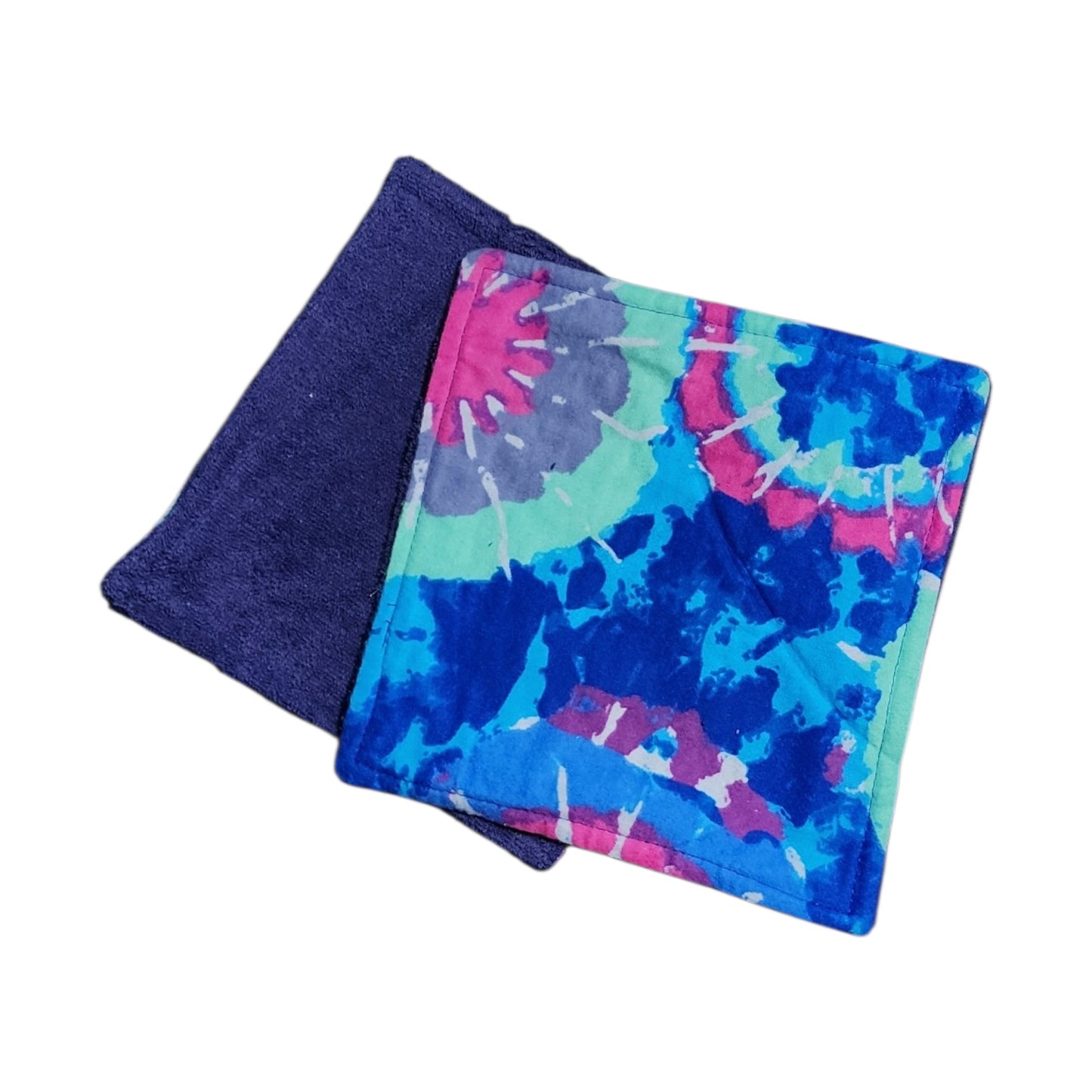 Baby Large Washcloth Pair - Tie Dye, Blue Pink & Mint Flannel