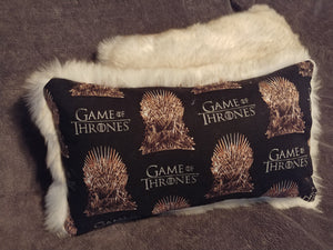 Pillow - 12x16 - Game of Thrones - Throne Cotton::Ivory Faux Fur