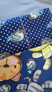 Throw Pillow Cover - 16x16 - Blue Cat Cotton::Blue Polka Dot Birds Cotton