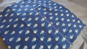 Throw Pillow Cover - 16x16 - Blue Cat Cotton::Blue Polka Dot Birds Cotton