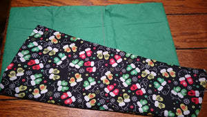 Throw Pillow Cover - Christmas Mittens Black Cotton::Green Cotton