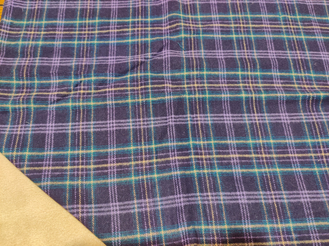 Small Pet Bed - Plaid, Purple Flannel::Tan Fleece