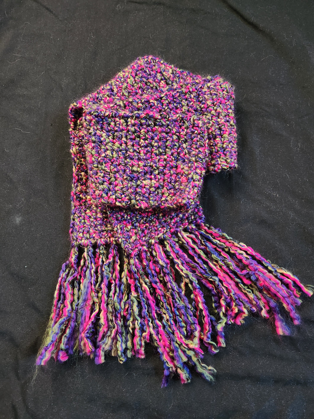 Crocheted Scarf - Purple, Pink, Green, & Yellow Blend