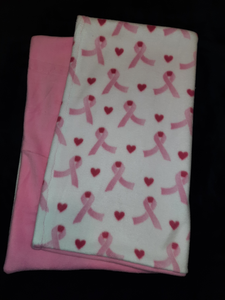 Licensed Pillowcase - Breast Cancer, Pink Ribbon on White Fleece::Pink Fleece