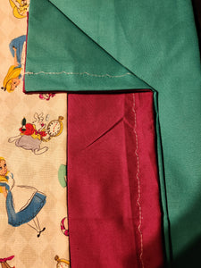 Licensed Pillowcase - Disney's Alice in Wonderland, Characters Tossed on White Cotton w/Fuchsia Cotton::Teal Cotton