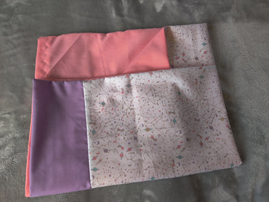 Pillowcase - Constellations in Pastel Cotton w/Lilac Cotton::Pink Cotton