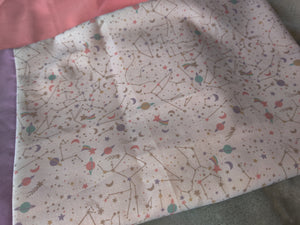 Pillowcase - Constellations in Pastel Cotton w/Lilac Cotton::Pink Cotton