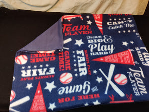 Pillowcase - Baseball Theme Red & Navy Fleece::Navy Jersey