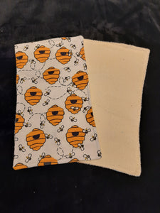 Burp Cloth - Single - Bees and Hives on White Flannel::Light Yellow Terry Cloth