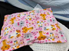 Medium Cat Bed - Cats, Orange & Pink on Pink Fleece::Grey Bumpy