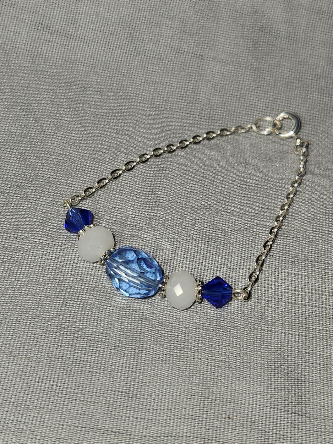 Kid Bracelet - Clear Light Blue Crystal, Opaque White Crystal, Royal Blue Crystal