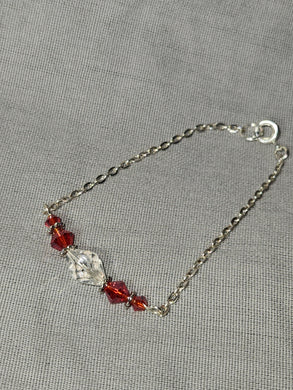 Kid Bracelet - Clear Oval Crystal, Red Crystal