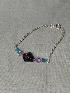 Kid Bracelet - Dark Purple Crystal, Lilac Purple Crystal, Turquoise Crystal