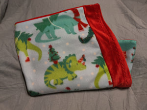 Pillowcase - Dinosaurs, Christmas Fleece w/Red Minky::Red Fleece
